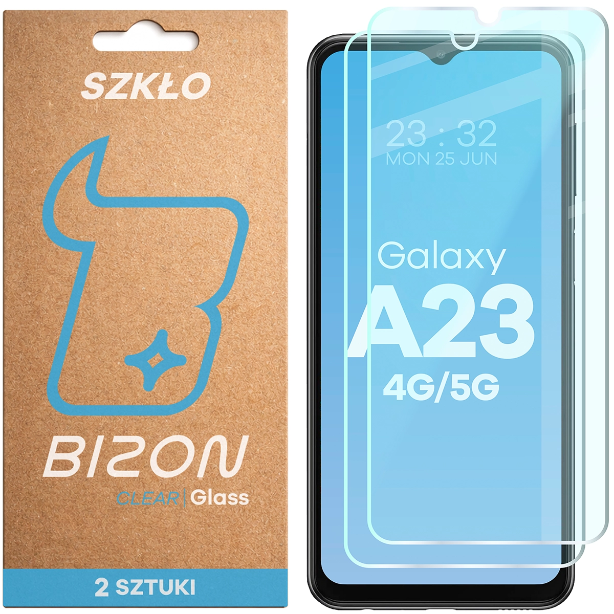 Szkło hartowane Bizon Glass Clear Duo do Samsung Galaxy A23 4G / 5G, 2 sztuki